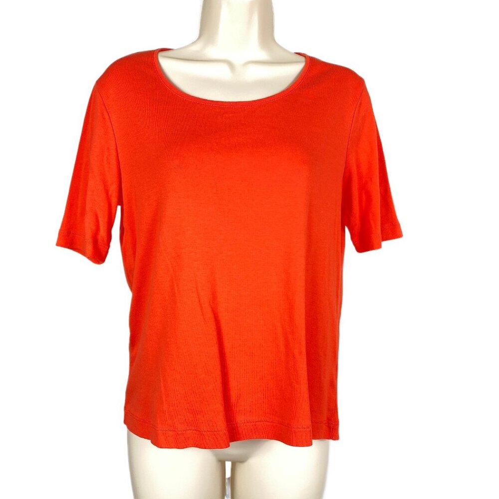 Womens By Chico's Sz 1 Orange Short Sleeve T-Shirt